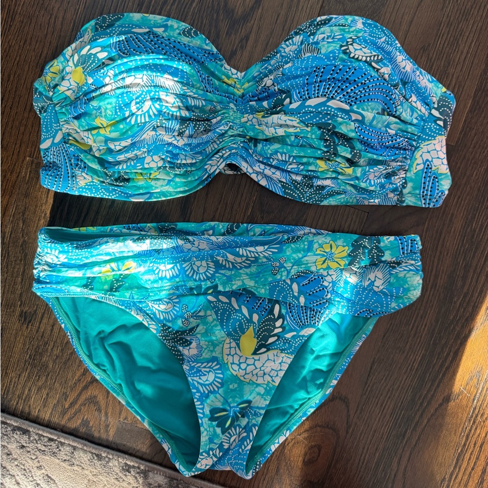 Floral Blue and Green Women's Bikini